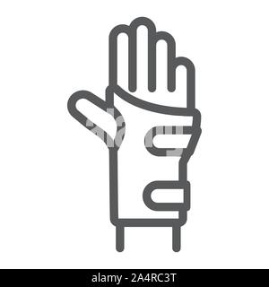 Handgelenkbandage Symbol Leitung, orthopädischen und medizinischen, arm Verband unterzeichnen, Vektorgrafiken, ein lineares Muster auf weißem Hintergrund. Stock Vektor
