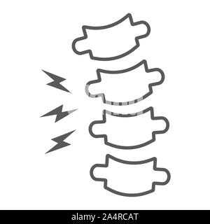 Rachiocampsis dünne Linie Symbol, medizinische Ausrüstung, Verformung der Wirbelsäule Zeichen, Vektorgrafiken, ein lineares Muster auf weißem Hintergrund. Stock Vektor