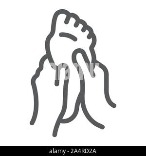 Fuß massage Symbol Leitung, Medizin und Gesundheitswesen, barfuss Care unterzeichnen, Vektorgrafiken, ein lineares Muster auf weißem Hintergrund. Stock Vektor