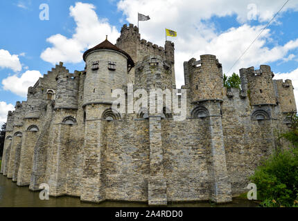 Gent, Belgien - 21. Juni 2019: Burg Gravensteen in Gent. Stockfoto