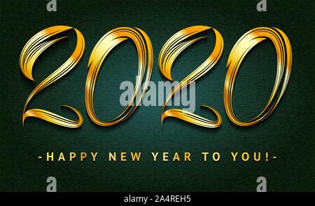 Hand gezeichnet Bürste Schriftzug 2020 Stock Vektor