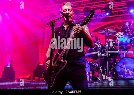 Mailand Italien. 14. Oktober 2019. Die dänischen Rock Band VOLBEAT führt live auf der Bühne Fabrique während der "Rewind, Replay, Zugstufe World Tour'. Stockfoto