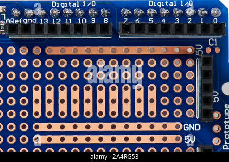 Leiterplatte closeup - elektronische Komponente für Funkanlagen und digitale Microchip, Konzept für die Entwicklung der elektrischen Stromkreise Stockfoto
