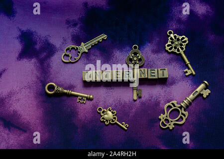 Internet Wortlaut mit Metall und Metall Schlüssel als Business Konzept Stockfoto