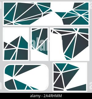 Satz von dunklen polygonalen geometrische Banner, abstrakte Hintergründe. Stock Vektor