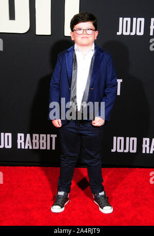 Los Angeles, Kalifornien, USA 15. Oktober 2019 Schauspieler Archie Yates Fox Searchlight Pictures präsentiert "Jojo Kaninchen" Los Angeles Premiere am Oktober 15, 2019 in Hollywood American Legion Post 43 in Los Angeles, Kalifornien, USA besucht. Foto von Barry King/Alamy leben Nachrichten Stockfoto