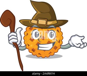 Hexe Pumpkin Pie in das Maskottchen isoliert Stock Vektor