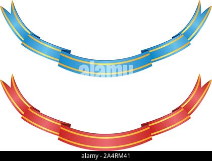 Zwei Bänder von Blau und Rot auf weißem Hintergrund. Stock Vektor