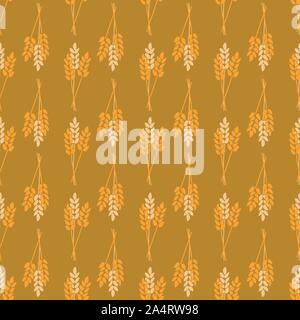 Ernte Hafer Weizen Gerste Roggen Anlage nahtlose Vektor Hintergrund. Stilisierte Herbst Natur Abbildung. Orange Gelb Gold abstrakte Muster fallen flach Cartoon Stock Vektor