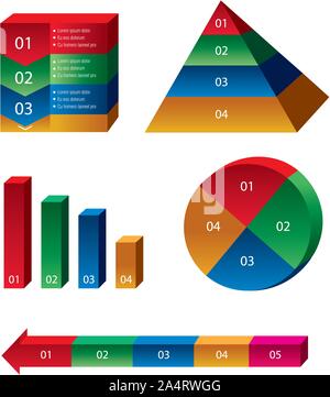 Satz von verschiedenen Karten und Diagramme, Vorlage von Infografiken Stock Vektor