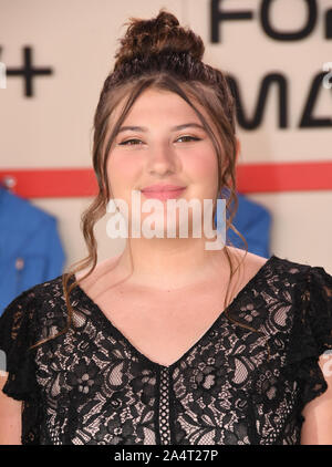 Oktober 2019, Westwood, Kalifornien, USA: 15. Oktober 2019 - Westwood, Kalifornien - Mackenzie Hancsicsak. Apple TV+'s ''for All Mankind'' Los Angeles Premiere fand im Regency Village Theater statt. Foto: Birdie Thompson/AdMedia Stockfoto