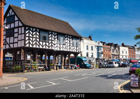 Das Market House aus dem 17. Jahrhundert in Stelts, High Street, Ledbury, Herefordshire, England Stockfoto