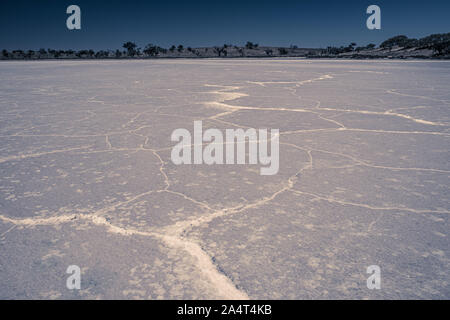 Salz Risse Muster auf der Oberfläche des Sees in Australien Stockfoto