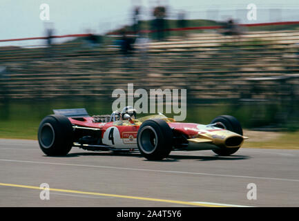 Lotus 49, Blattgold, von Jackie Oliver an der holländischen Grand Prix 1968 angetrieben. Stockfoto