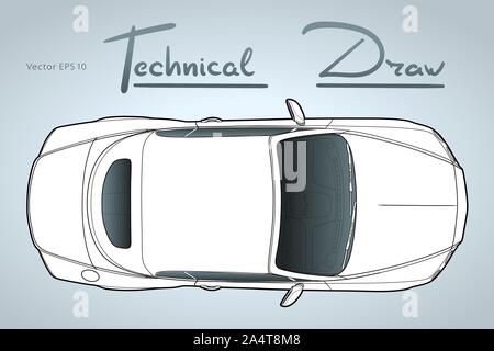 Auto von oben Ansicht Vektor. Flaches Design auto. Stock Vektor