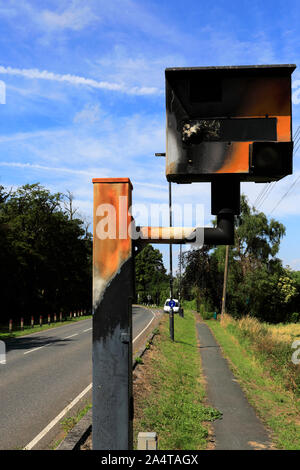 Verbrannt und verwüstet Blitzer, Thorney Dorf; Cambridgeshire, England, Großbritannien Stockfoto