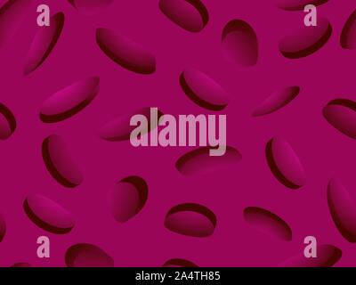 Rote Blutkörperchen nahtlose Muster. Blutgerinnsel unter dem Mikroskop, Erythrozyten, Hämoglobin Moleküle. Vector Illustration Stock Vektor