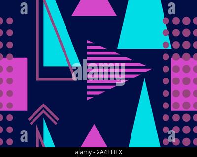 Memphis nahtlose Muster. Geometrische Elemente Memphis im Stil der 80er Jahre. Vector Illustration Stock Vektor