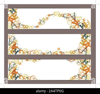 Banner mit bunten Buchstaben des Alphabets und der Platz für Ihren Text Stock Vektor