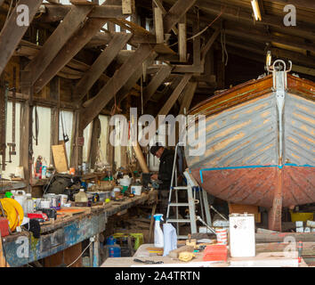 Everson und Sons Ltd traditionellen Bootswerft, Woodbridge, Suffolk, England, Großbritannien Stockfoto