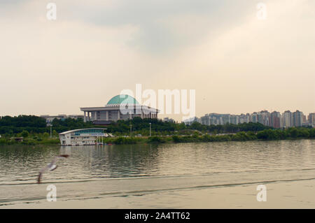 Nationalversammlung am Abend in Seoul, Südkorea Stockfoto