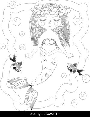 Malbuch für Kinder: Die kleine Meerjungfrau und Sea World Stockfoto