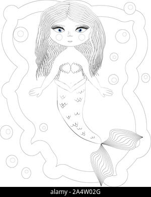 Malbuch für Kinder: Die kleine Meerjungfrau und Sea World Stockfoto