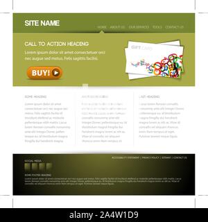 Moderne website Vorlage mit netten Button - grün Stock Vektor
