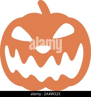 Halloween Kürbis mit Gesicht im minimalistischen Stil. Herbstferien Vector Illustration Stock Vektor