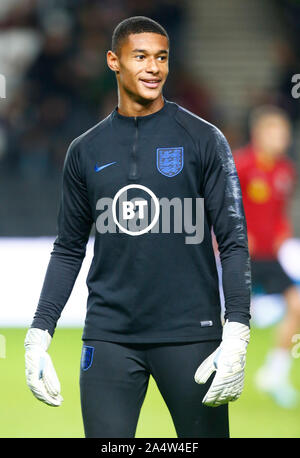 MILTON KEYNES, England. 15. Oktober: Brandon Austin von England unter 21 s während der UEFA unter 21 Championship Qualifier zwischen England unter 21 und Austr Stockfoto