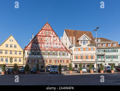 Marktplatz, Esslingen am Neckar, Kielmeyerhaus, Hauszeile Stockfoto