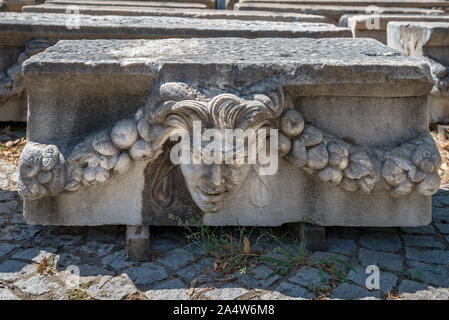 Antike Stadt Aphrodisias, die Stücke aus den Ausgrabungen berücksichtigt Stockfoto