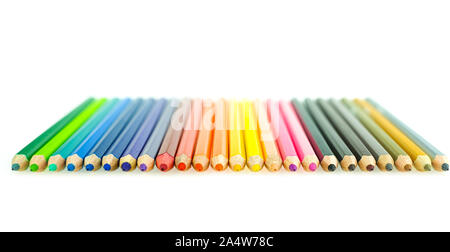 Sammlung von crayon de Couleur für Zeichnung auf weißem Hintergrund, Multi Color pencil Stockfoto