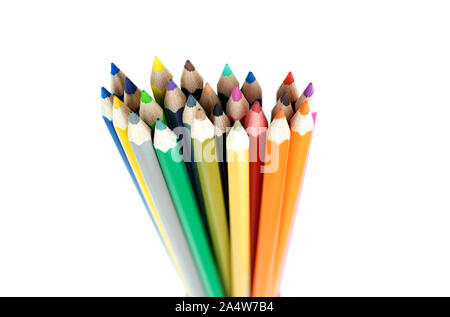 Sammlung von crayon de Couleur für Zeichnung auf weißem Hintergrund, Multi Color pencil Stockfoto