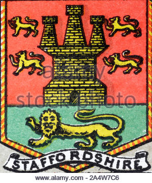 Historische Wappen für Staffordshire England, vintage Abbildung von 1884 Stockfoto