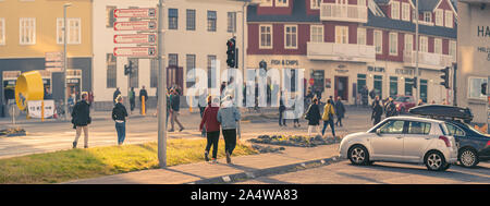 Street Scene, Menningarnott Feier, Reykjavik, Island Stockfoto