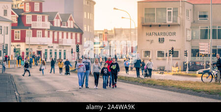 Straßenszenen, Menningarnott Feier, Reykjavik, Island Stockfoto