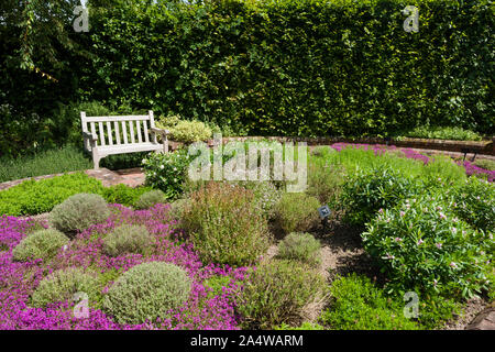 Der kräutergarten an der RHS Rosemoor im Sommer in der Nähe von Great Torrington, Devon, England. Stockfoto