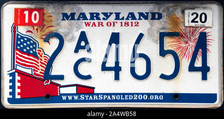 Maryland Nummernschild, USA Stockfoto