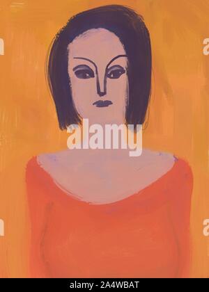 Frau Porträt Malerei. Hand gezeichnet digitale Illustration Stockfoto