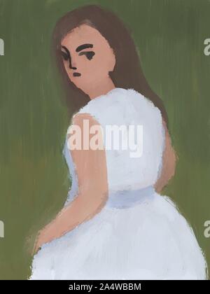 Frau Porträt Malerei. Hand gezeichnet digitale Illustration Stockfoto