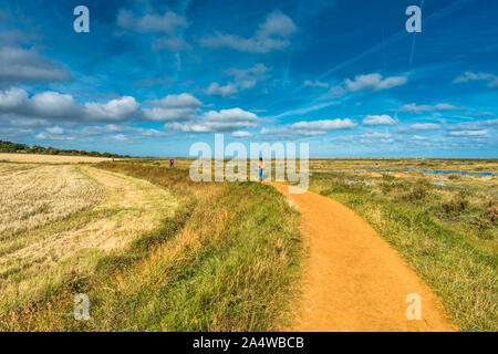 Morston Salzwiesen von der Blakeney zu Morston Küstenweg gesehen. Norfolk, England, UK. Stockfoto