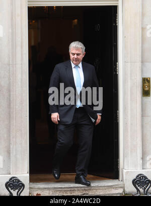 Der Staatsminister für Sicherheit, Brandon Lewis Blätter 10 Downing Street, London, nach einer Kabinettssitzung. Stockfoto