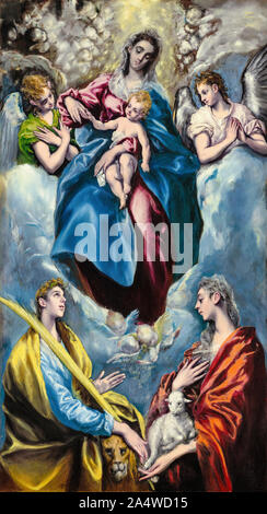 El Greco, Malerei, Madonna mit Kind und Heiligen Martina und die hl. Agnes, 1597-1599 Stockfoto