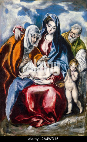 El Greco, Die Heilige Familie mit der hl. Anna und dem Kind Johannes der Täufer, Malerei, 1595-1600 Stockfoto