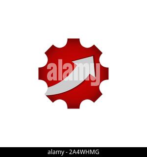 Wirtschaft Finanzen Logo Design Vector. Logo mit graph Bar und Pfeil in cog Gang Stock Vektor