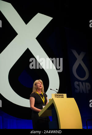 Aberdeen, 15. Oktober 2019. Im Bild: Shona Robison MSP der Scottish National Party (SNP). Scottish National Party (SNP) Nationale Konferenz, auf der Veranstaltung komplexe Aberdeen (teca). Stockfoto