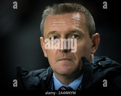 London, Großbritannien. 15 Okt, 2019. England U21-manager Aidy Boothroyd während der UEFA EURO U21-Internationalen qualifier Match zwischen England U21 und Österreich U21 bei Stadion MK, Milton Keynes, England am 15. Oktober 2019. Foto von Andy Rowland. Credit: PRiME Media Images/Alamy leben Nachrichten Stockfoto