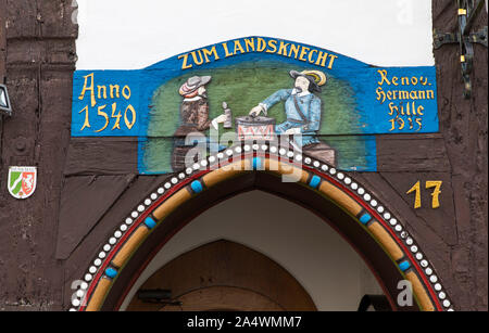 Fachwerkhaus in der Altstadt von Höxter, reich verziert, Stockfoto