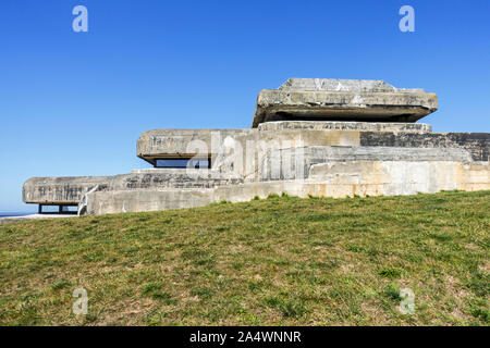 Musée Mémoire 39-45, WK 2-Museum in deutscher Graf Spee Schiffsartillerie Batterie command Post, Plougonvelin, Finistère, Bretagne, Frankreich Stockfoto